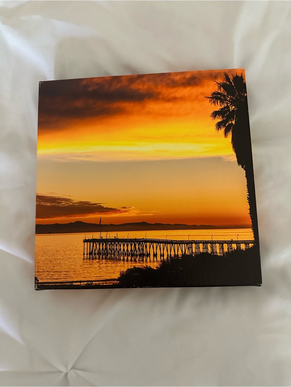 Sunset Pier Canvas Wall Art - Orange Coastal Print